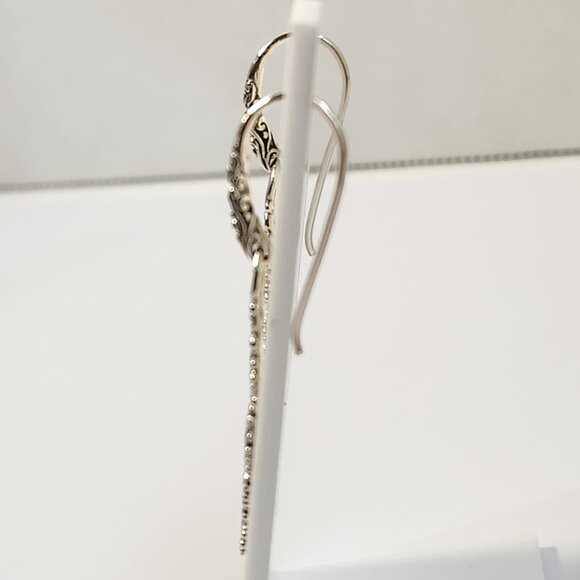 NIB VTG 5.60g GORGEOUS 925 Swirl Dangle Artisian Bali Hook Earrings - Picture 6 of 14